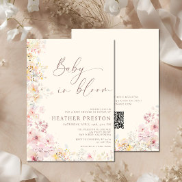 Baby In Bloom Wildflower QR Baby Shower Einladung