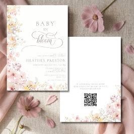 Baby In Bloom Wildflower QR Baby Shower Einladung