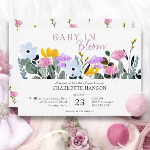 Baby in Bloom Wildflower-Rasen-Baby-Party Einladung