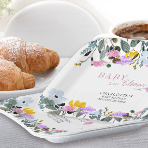 Baby in Bloom Wildflower-Rasen Floral Pappteller