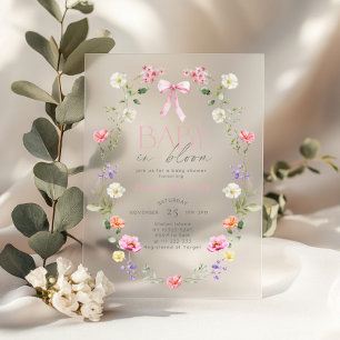 Baby in Bloom Wildflower rosa Baby Shower Acryleinladungen