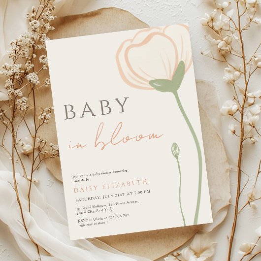 Baby in Bloom Wildflower Spring Baby Shower Einladung