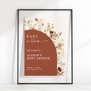 Baby In Bloom Wildflower Terrakotta-Shower-Empfang Poster