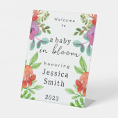 "Baby in Bloom" Willkommensschild Sockelschild (Vorderseite)