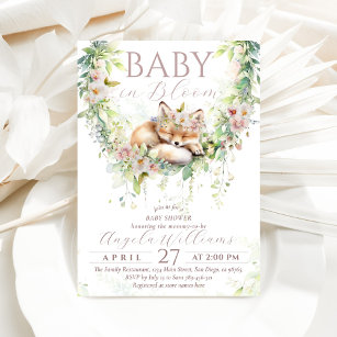 Baby in Bloom Woodland Floral Baby Girl Dusche Einladung