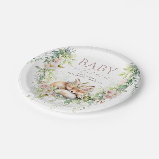 Baby in Bloom Woodland Floral Baby Girl Dusche Pappteller (Schrägansicht)