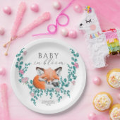 Baby in Bloom Woodland Fox Greenery Baby Shower Pappteller (Party)