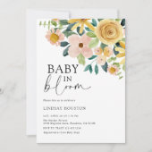Baby in Bloom Yellow Floral Einladung (Vorderseite)