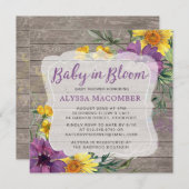 Baby in Bloom Yellow Lila Baby Dusche Einladung (Vorne/Hinten)
