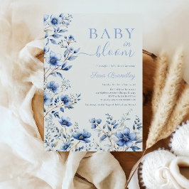 Baby in Blosty blauen Wildblumen Babydusche Einladung