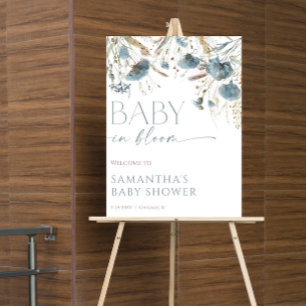 Baby in Blosty Blue Babydusche Begrüßung Poster