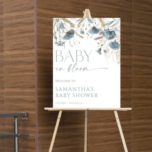 Baby in Blosty Blue Babydusche Begrüßung Poster