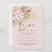 Baby in Bloush Blush Pink Boho Babydusche Einladung (Vorderseite)