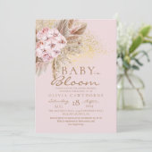 Baby in Bloush Blush Pink Boho Babydusche Einladung (Stehend Vorderseite)