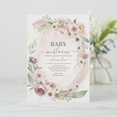 Baby in Bloush Blush Spring Bloral Baby Dusche Einladung (Stehend Vorderseite)