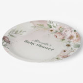 Baby in Bloush Blush Spring Bloral Baby Dusche Pappteller (Schrägansicht)