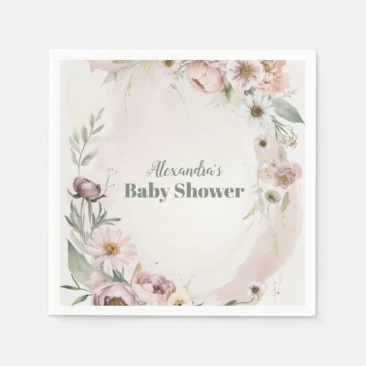 Baby in Bloush Blush Spring Bloral Baby Dusche Serviette (Vorderseite)
