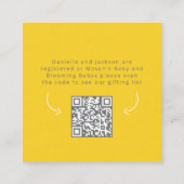 Baby in blubgelber Registriernummer Baby Duschkart Begleitkarte (Rückseite)