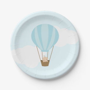 Baby in Blue Hot Air Ballon Babydusche Pappteller