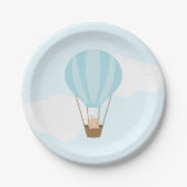 Baby in Blue Hot Air Balloon Baby Dusche Pappteller (Vorderseite)