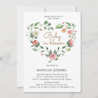 Baby in blühendem Blumenherz Kinderdusche Einladun