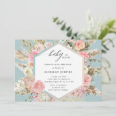 Baby in blühendem bohemianischem Baby Einladung (Stehend Vorderseite)