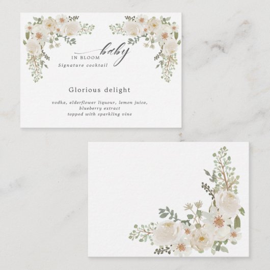 Baby in blühendem Elfenbeinblütenbaby-Duschcocktai Begleitkarte (Vorne/Hinten)