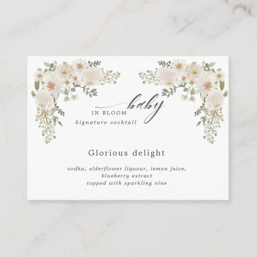 Baby in blühendem Elfenbeinblütenbaby-Duschcocktai Begleitkarte (Vorderseite)