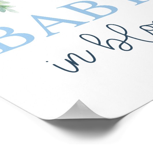 Baby in blühendem Junge Zeichen Poster (Ecke)