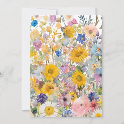 Baby in blühenden blühenden Wildblumen geschlechts Einladung (Rückseite)