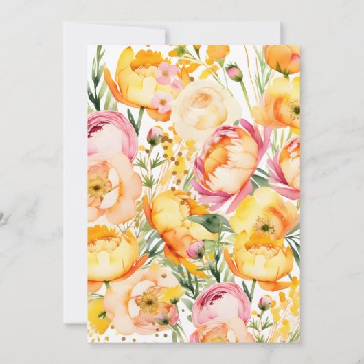 Baby in blühenden Frühling Blume Babydusche Einladung (Rückseite)