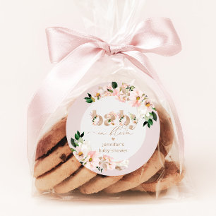 Baby in blühenden Mädchen Dusche elegant Runder Aufkleber