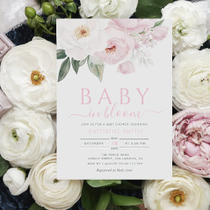 Baby in blühenden rosa Blume Babydusche Einladung