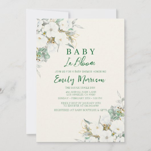 Baby in blühenden und fröhlichen Blume I Baby Show Einladung (Vorderseite)