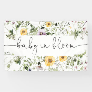 Baby in blühenden Wildblumen Hintergrund-Banner Banner
