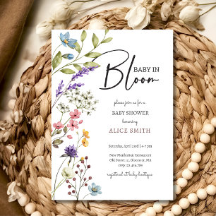 Baby in blühenden wilden Blume Babydusche Einladung