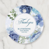 Baby in blühender Aquarellblau-Babydusche Geschenkanhänger (Rückseite)