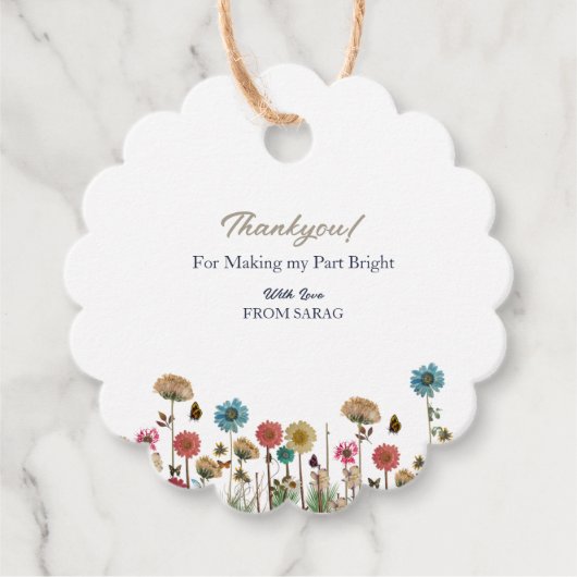 Baby in blühender Blume Babydusche Danke Geschenkanhänger (Vorderseite)