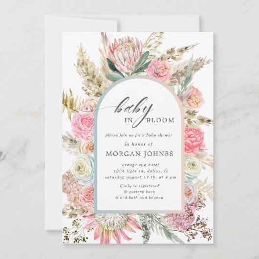 Baby in blühender böhmischer Blütendusche einladen (Vorderseite)