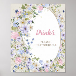 Baby in blühender boho Wildblume Rustikale Erfrisc Poster