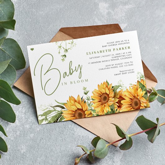 Baby in blühender, geschlechtsneutraler Babydusche Einladung