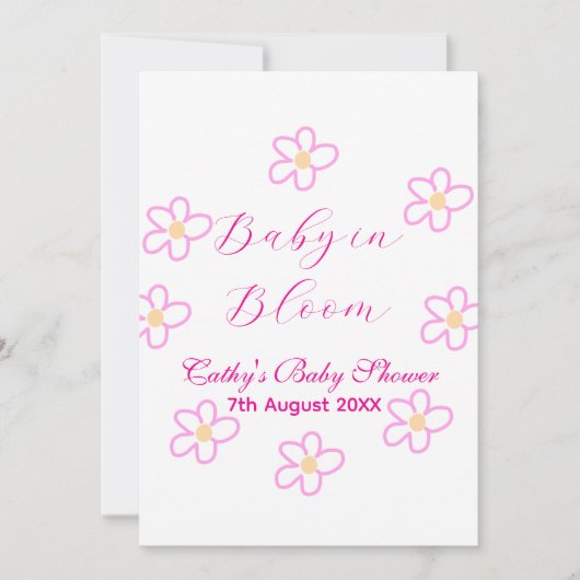 Baby in blühender rosa Blume Babydusche schlicht e Einladung (Vorderseite)
