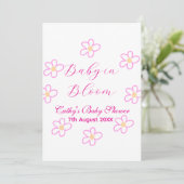 Baby in blühender rosa Blume Babydusche schlicht e Einladung (Stehend Vorderseite)
