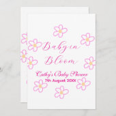 Baby in blühender rosa Blume Babydusche schlicht e Einladung (Vorne/Hinten)