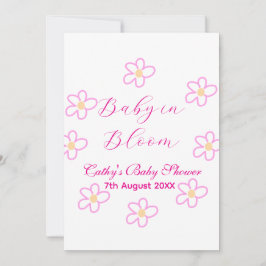 Baby in blühender rosa Blume Babydusche schlicht e Einladung