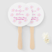 Baby in blühender rosa Blume Babydusche schlicht e Fächer (Vorne und Hinten)