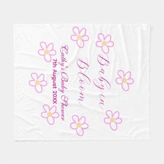 Baby in blühender rosa Blume Babydusche schlicht e Fleecedecke (Vorderseite (Horizontal))