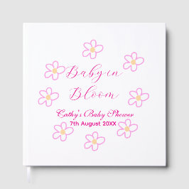 Baby in blühender rosa Blume Babydusche schlicht e Gästebuch