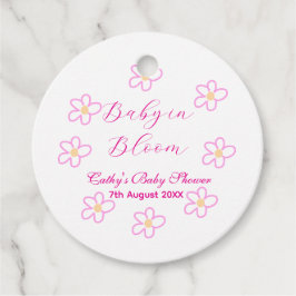 Baby in blühender rosa Blume Babydusche schlicht e Geschenkanhänger