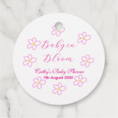 Baby in blühender rosa Blume Babydusche schlicht e Geschenkanhänger (Rückseite)